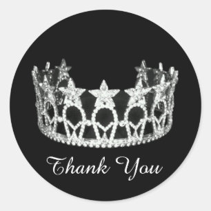 Redonda Gracias Pegatina de la Corona de Concurso