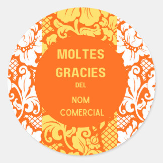 Redonda "Gracias" pegatina - "moltes gràcies" - Diseño 2