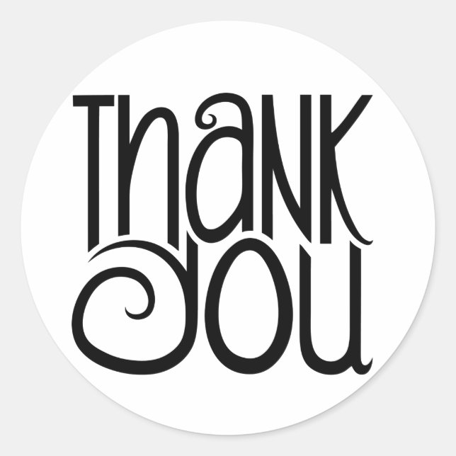 Redonda Gracias Pegatina negro (Anverso)