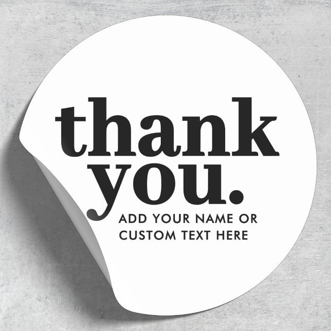 Redonda Gracias Pegatina | Negro y blanco retro (Subido por el creador)