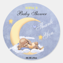 Redonda Gracias pegatina por la ducha de bebé.