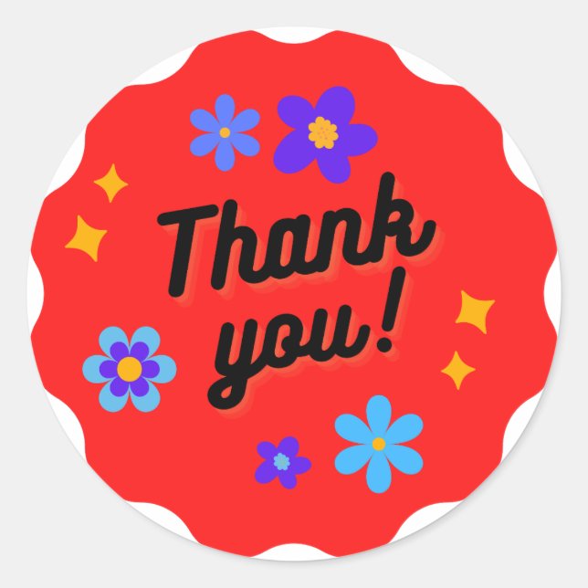 Redonda Gracias pegatina redondeado clásico (Anverso)