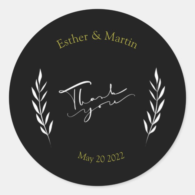 Redonda Gracias pegatina redondeado clásico (Anverso)