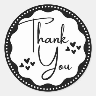 Redonda Gracias Pegatina redondo clásico de Black Hearts