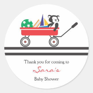 Redonda Gracias | Pequeño Pegatina de Baby Shower del vagó