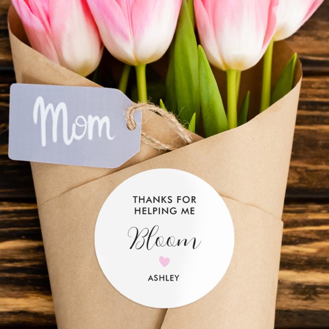 Redonda Gracias por ayudarme a florecer Pegatina de flores (Subido por el creador)