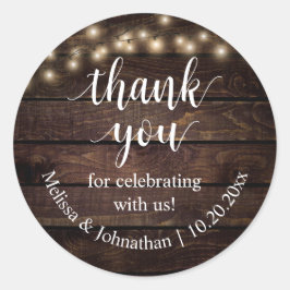 Redonda Gracias por celebrar con nosotros Boda Pegatina