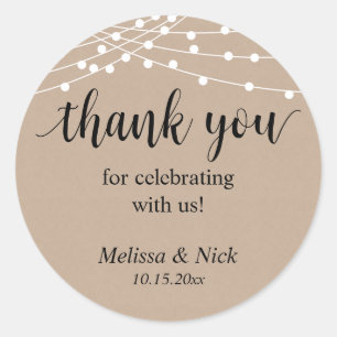 Redonda Gracias por celebrar con nosotros Boda Pegatina