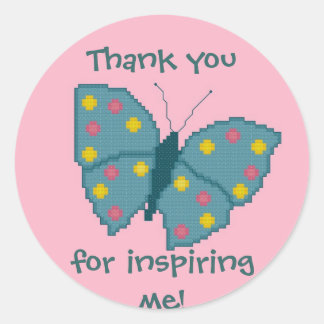 Redonda ¡Gracias por inspirarme! Pegatina de la mariposa