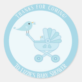 Redonda Gracias por venir Pegatina Baby Shower de Blue Boy