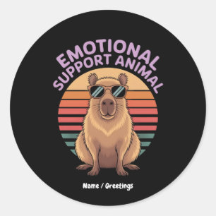 Redonda Gracioso apoyo emocional Animal Capybara Pegatina
