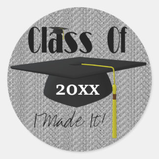 Redonda Graduación Cap Tassel Lo hice Pegatina gracioso