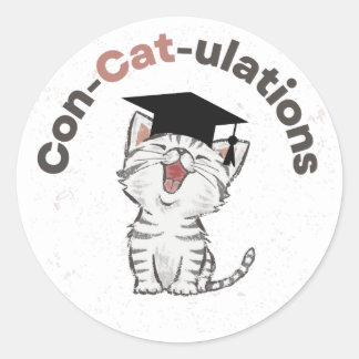 Redonda Graduación de gato divertida Pegatina
