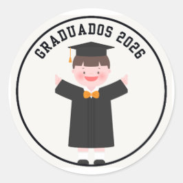 Redonda Graduados 2026 Pegatina de Graduación Adorable \
