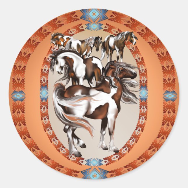 Redonda Gran Caja De Pinturas Pegatina (Anverso)