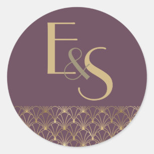 Redonda Gran Gatsby art deco elegante Pegatina de bodas