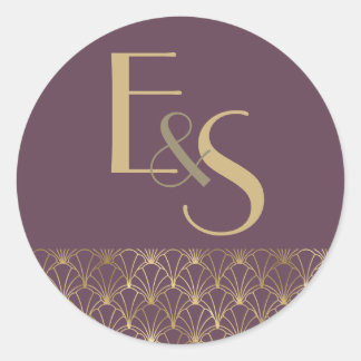 Redonda Gran Gatsby art deco elegante Pegatina de bodas