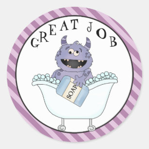 Redonda Gran pegatina de Baño de Monstruo de Trabajo