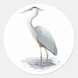 Redonda Gran Pegatina de la garza azul