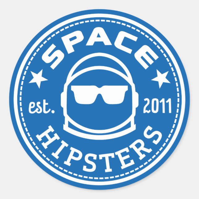 Redonda Gran Pegatina de logotipo de Hipsters Espaciales d (Anverso)