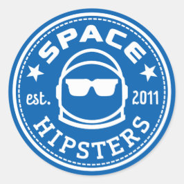 Redonda Gran Pegatina de logotipo de Hipsters Espaciales d