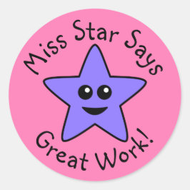 Redonda Gran Pegatina de Purple Happy Star