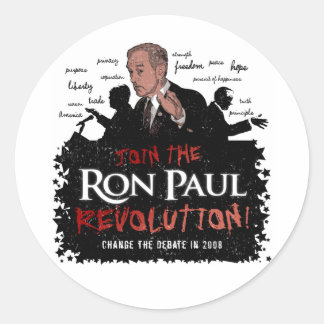 Redonda Gran Pegatina de Ron Paul Revolution