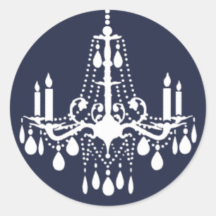 Redonda Gran Pegatina de salón de baile en azul