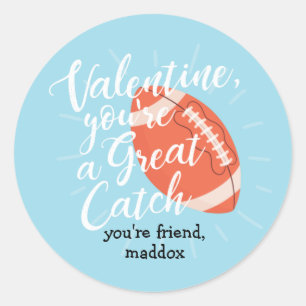 Redonda Gran Pegatina de San Valentín de fútbol de Catch