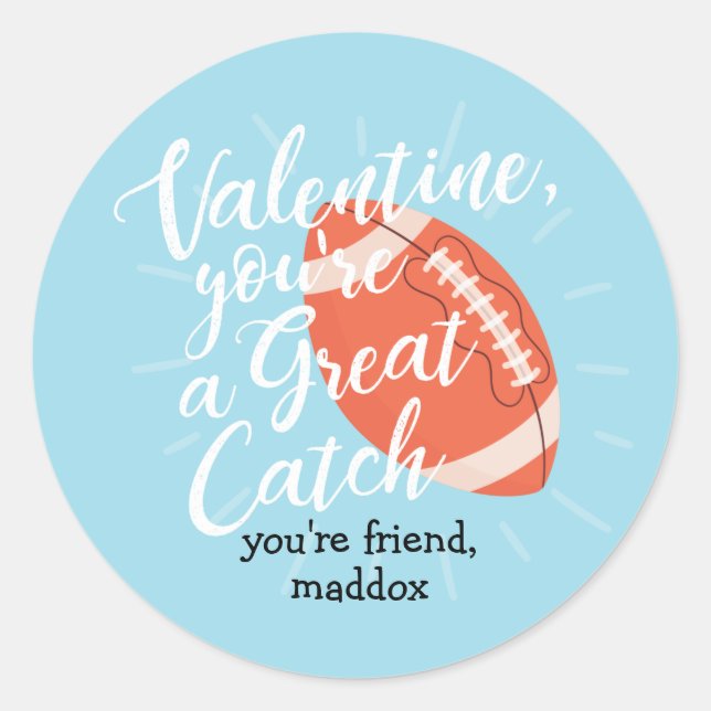 Redonda Gran Pegatina de San Valentín de fútbol de Catch (Anverso)