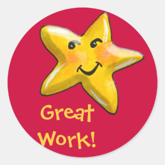 Redonda Gran Pegatina Estrella de Trabajo