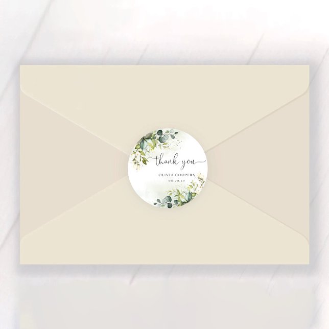 Redonda Greenery Baby Shower Classic Round Pegatina (Subido por el creador)