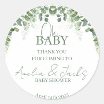 Greenery Baby Shower Gracias Pegatina