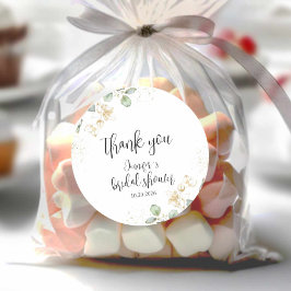 Redonda Greenery Bridal Shower Classic Round Pegatina