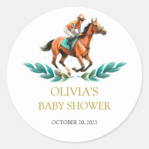 Redonda Greenery Horse Race Shower pegatina redondo clásic