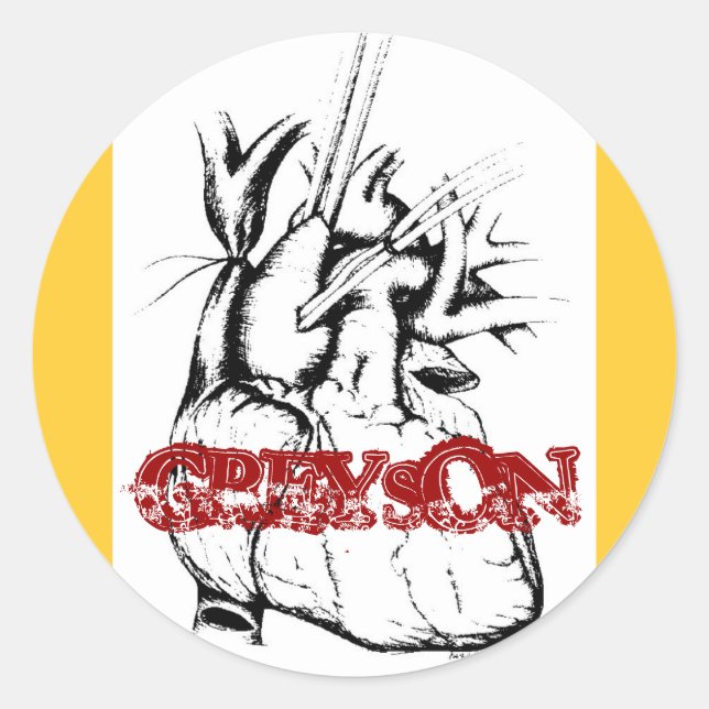 Redonda Greyson Heart Pegatina (Anverso)