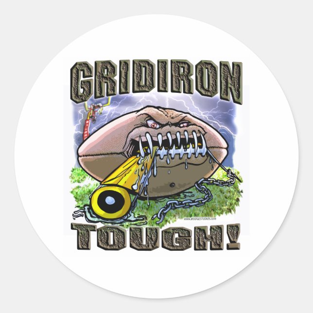 Redonda ¡Gridiron Tough! Pegatina (Anverso)