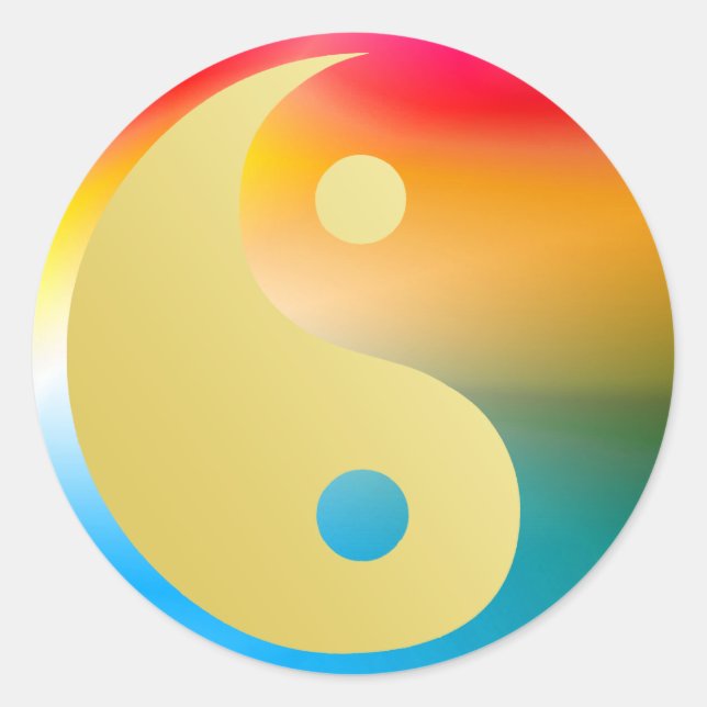 Redonda Groovin' Yin y Yang Pegatina (Anverso)