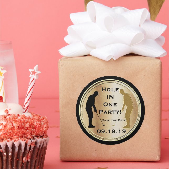 Redonda Guardar el Pegatina de Date Golf (Fiesta)