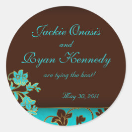 Redonda Guardar la fecha Pegatina Elegant Gold Floral BB