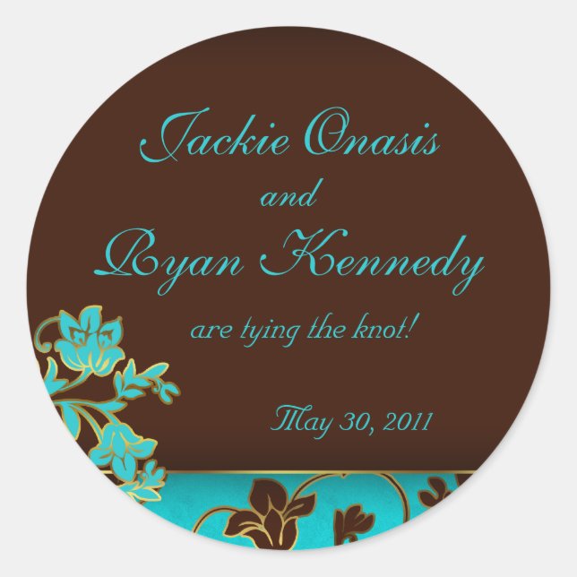 Redonda Guardar la fecha Pegatina Elegant Gold Floral BB (Anverso)