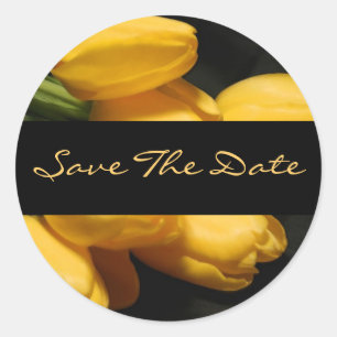 Redonda Guardar La Marca De Pegatina Del Boda De Tulipanes