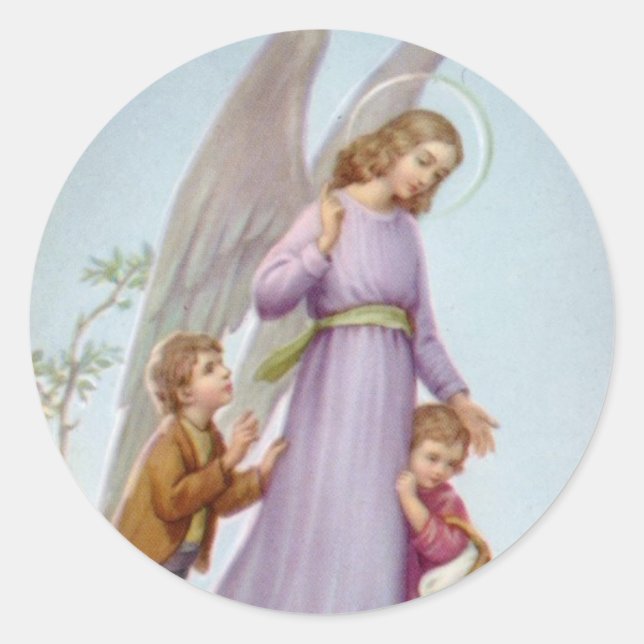 Redonda Guardian Angel Pegatina (Anverso)