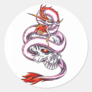 Redonda Guay Crystal Dragon y el pegatina al estilo Skull