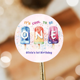 Redonda Guay One Popsicle Rosa Primer Pegatina Fiesta de c