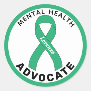 Redonda Guerrero de salud mental Ribbon Pegatina de la Ron
