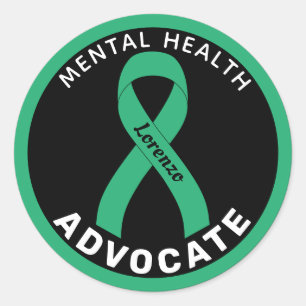 Redonda Guerrero de salud mental Ribbon Pegatina de Ronda
