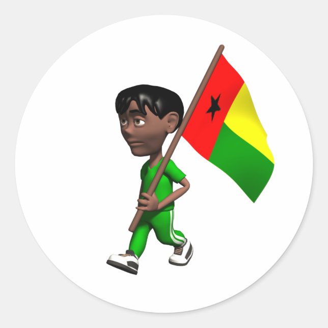 Redonda Guinea Bissau Pegatina (Anverso)