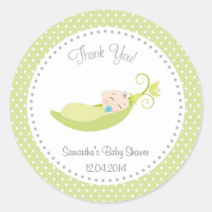 Redonda Guisante en un verde del pegatina de Baby Shower
