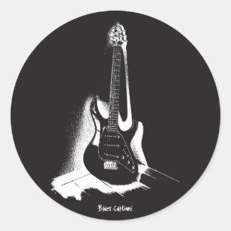Redonda Guitarra eléctrica blanca y negra - Pegatina